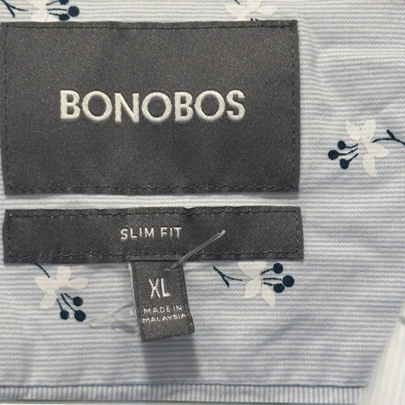 Bonobos Light Blue Seersucker Floral Men's Shirt. Size XL. Slim Fit - Picture 3 of 8